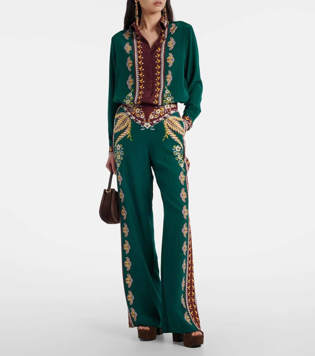 Etro - Printed silk wide-leg pants