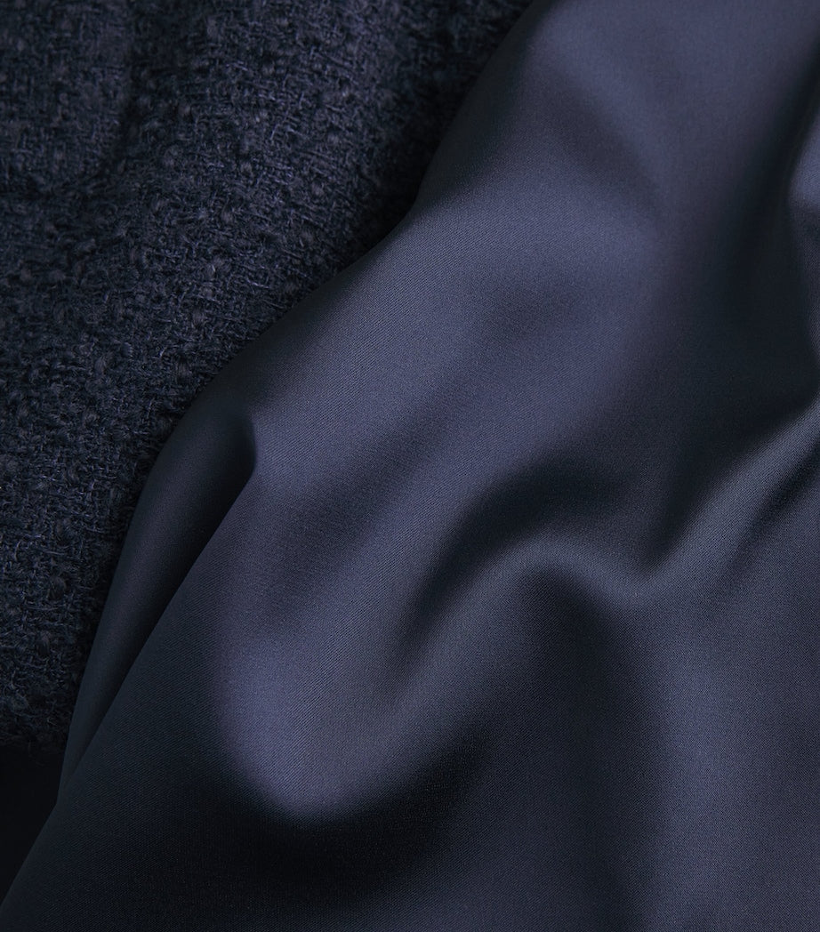 Self-Portrait Blue Bouclé-Satin Midi Dress