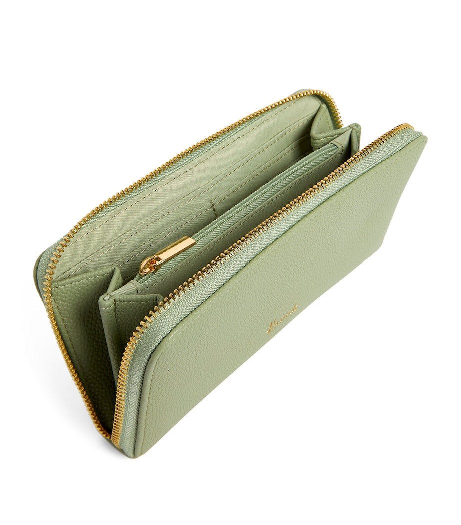 Green Oxford Zip-Around Wallet