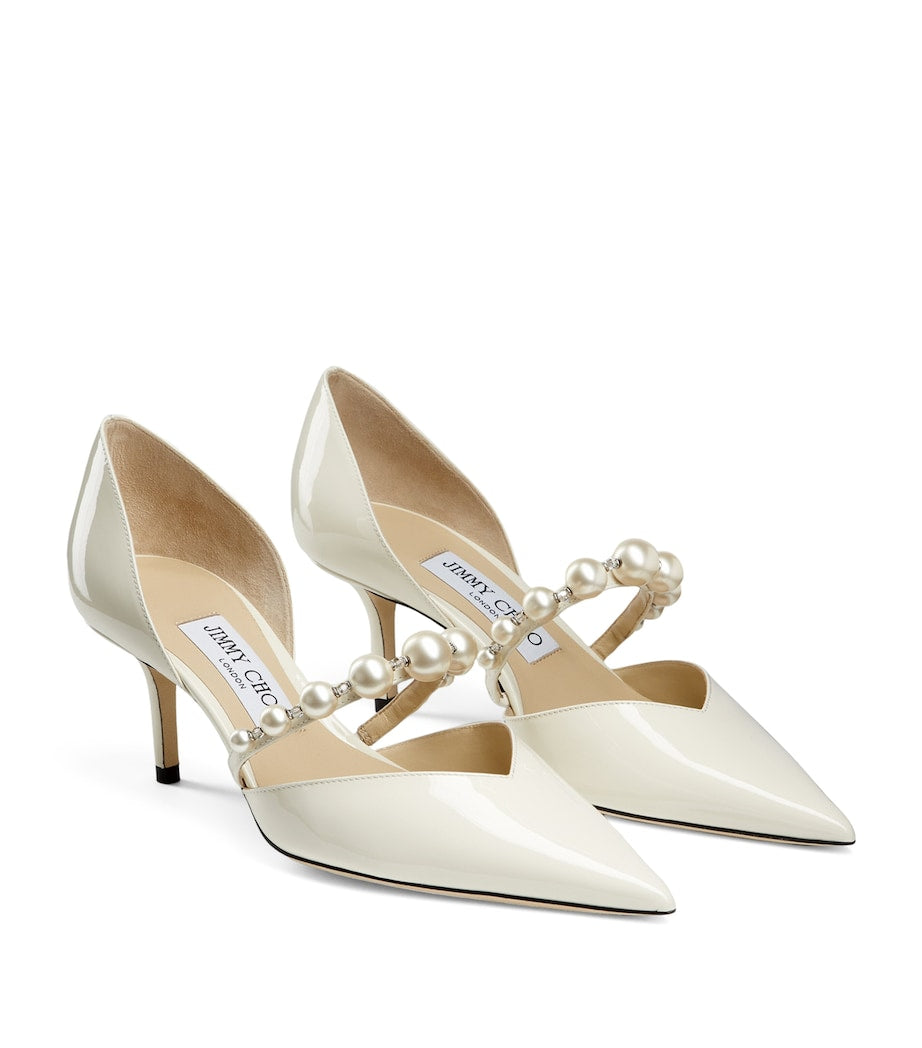 Jimmy Choo White Aurelie 65 Patent Leather Pumps