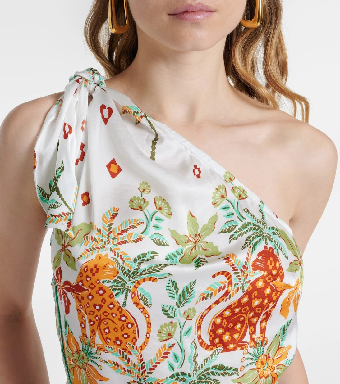 Poupette St Barth - Isabelle printed one-shoulder kaftan