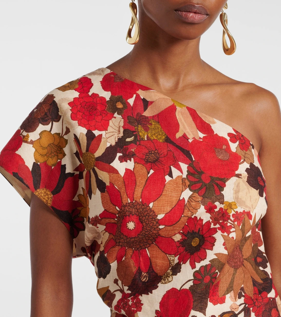 SIR - Belleto floral asymmetric linen top