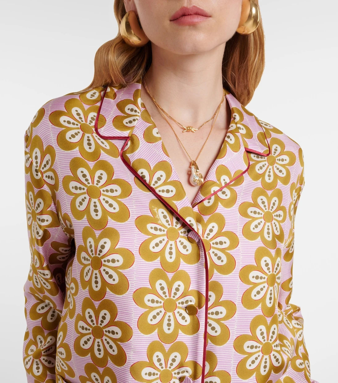 La DoubleJ - Floral silk twill pajama shirt
