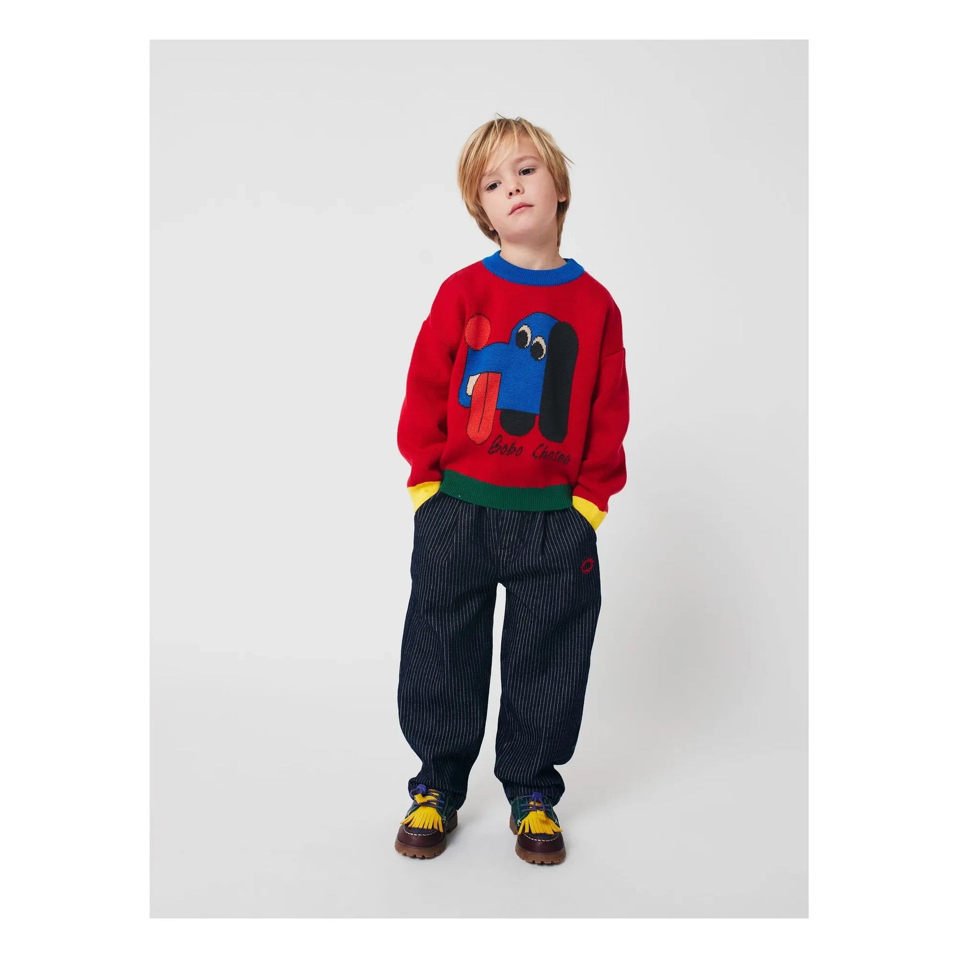 Bobo Choses - Striped Organic Cotton Balloon Jeans | Blue