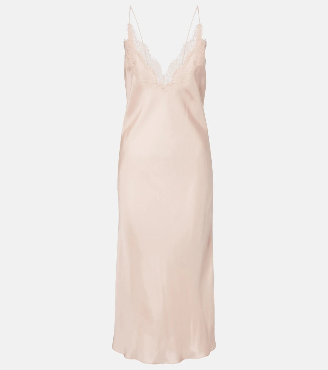 Róhe - Lace-trimmed silk satin slip dress