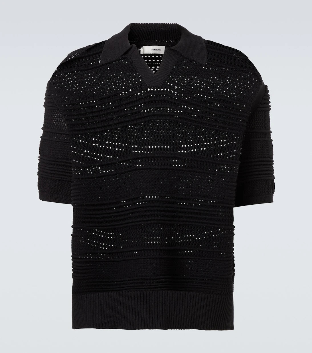 Commas - Crochet cotton-blend polo shirt