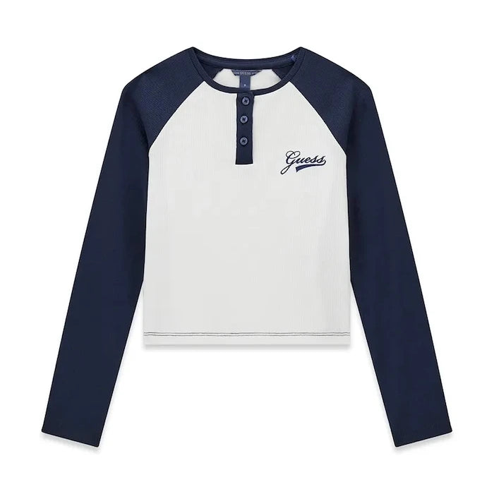 Guess çocuklar için pamuk ve elastan uzun kollu bluz