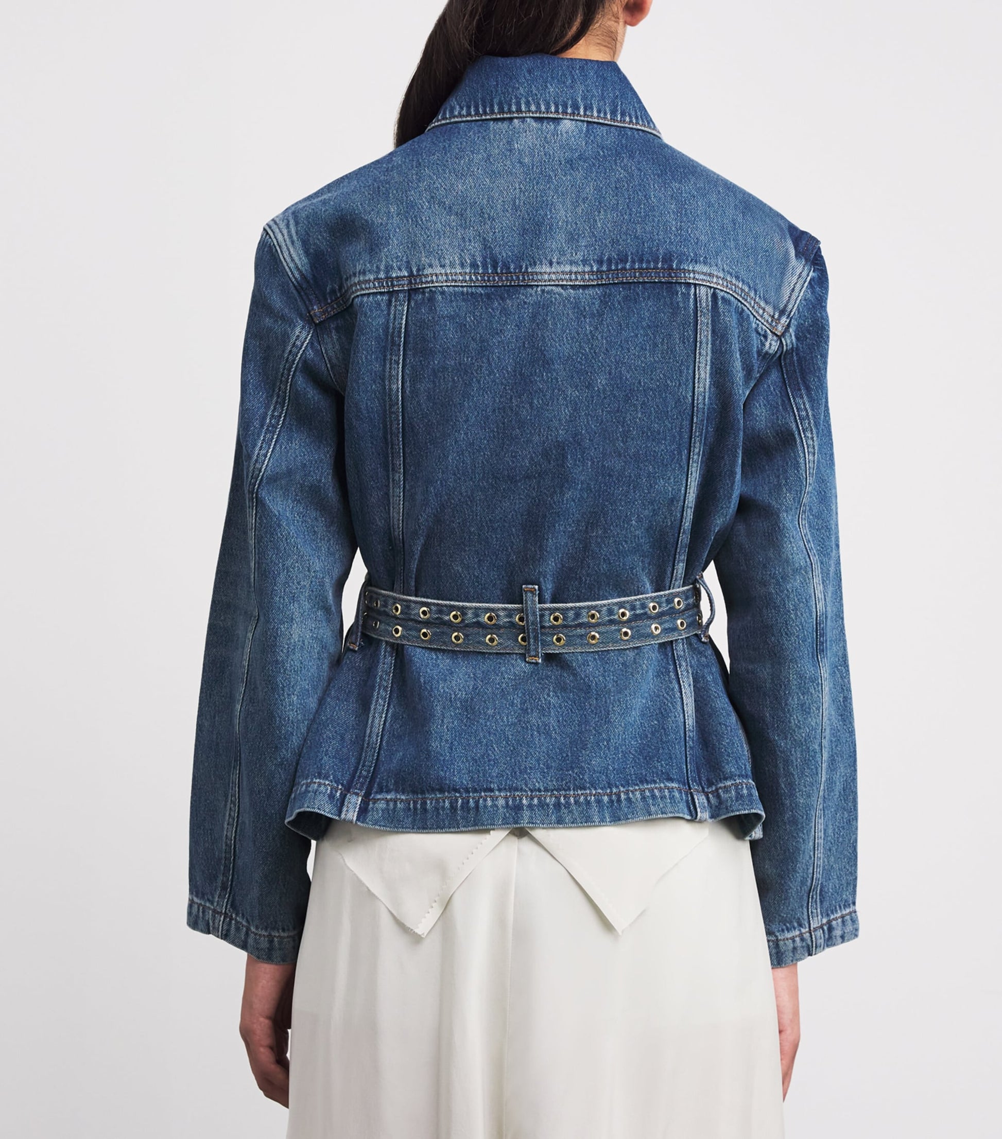 GANNI Blue Belted Denim Jacket
