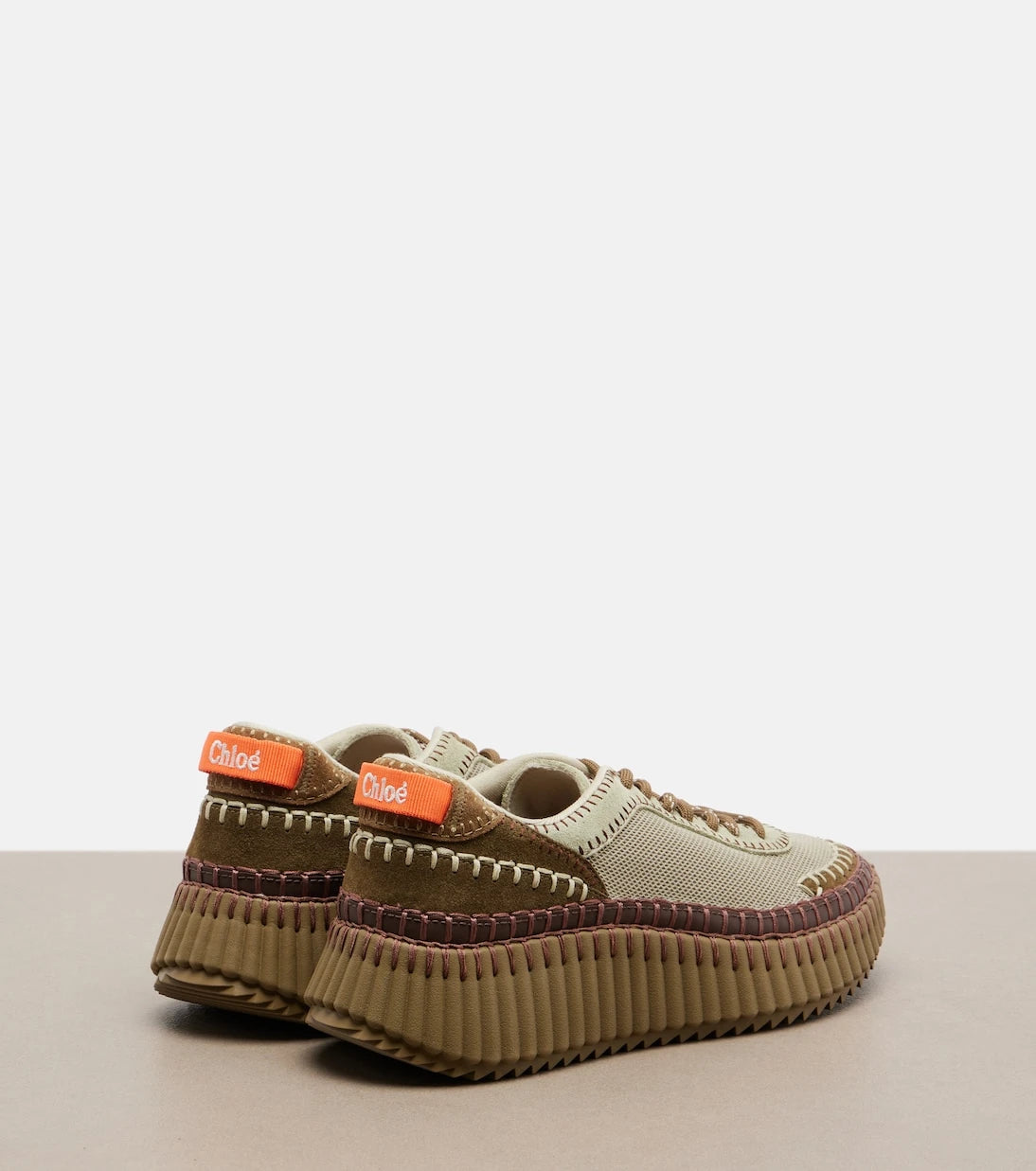 Chloé - Nama leather-trimmed platform sneakers