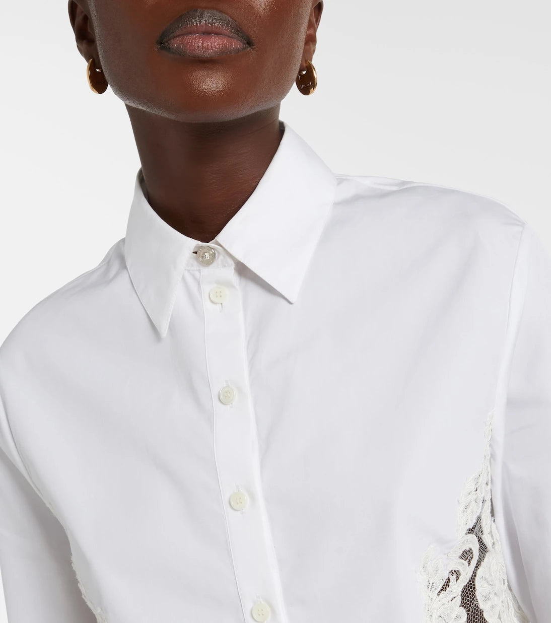 Versace - Lace-trimmed cotton poplin shirt