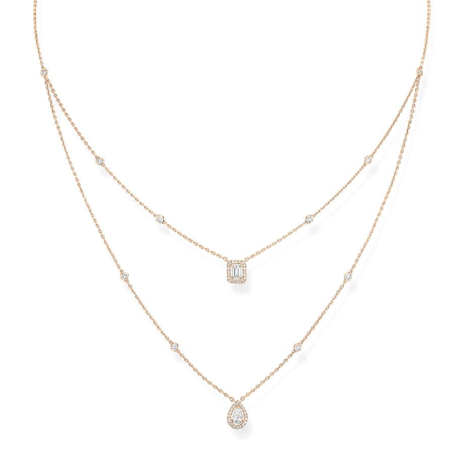 Messika Rose Gold and Diamond My Twin Layered Necklace
