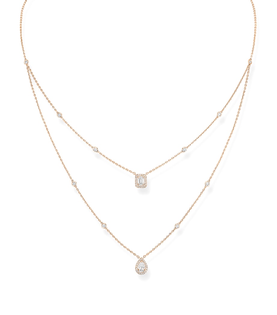 Messika Rose Gold and Diamond My Twin Layered Necklace
