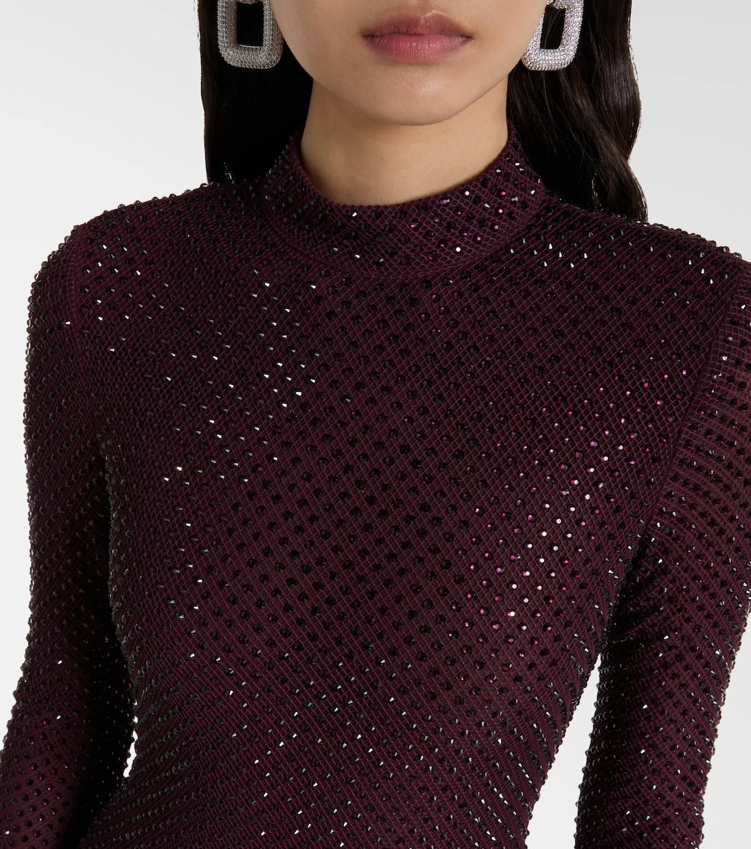 Self-Portrait - Rhinestone mesh maxi dress