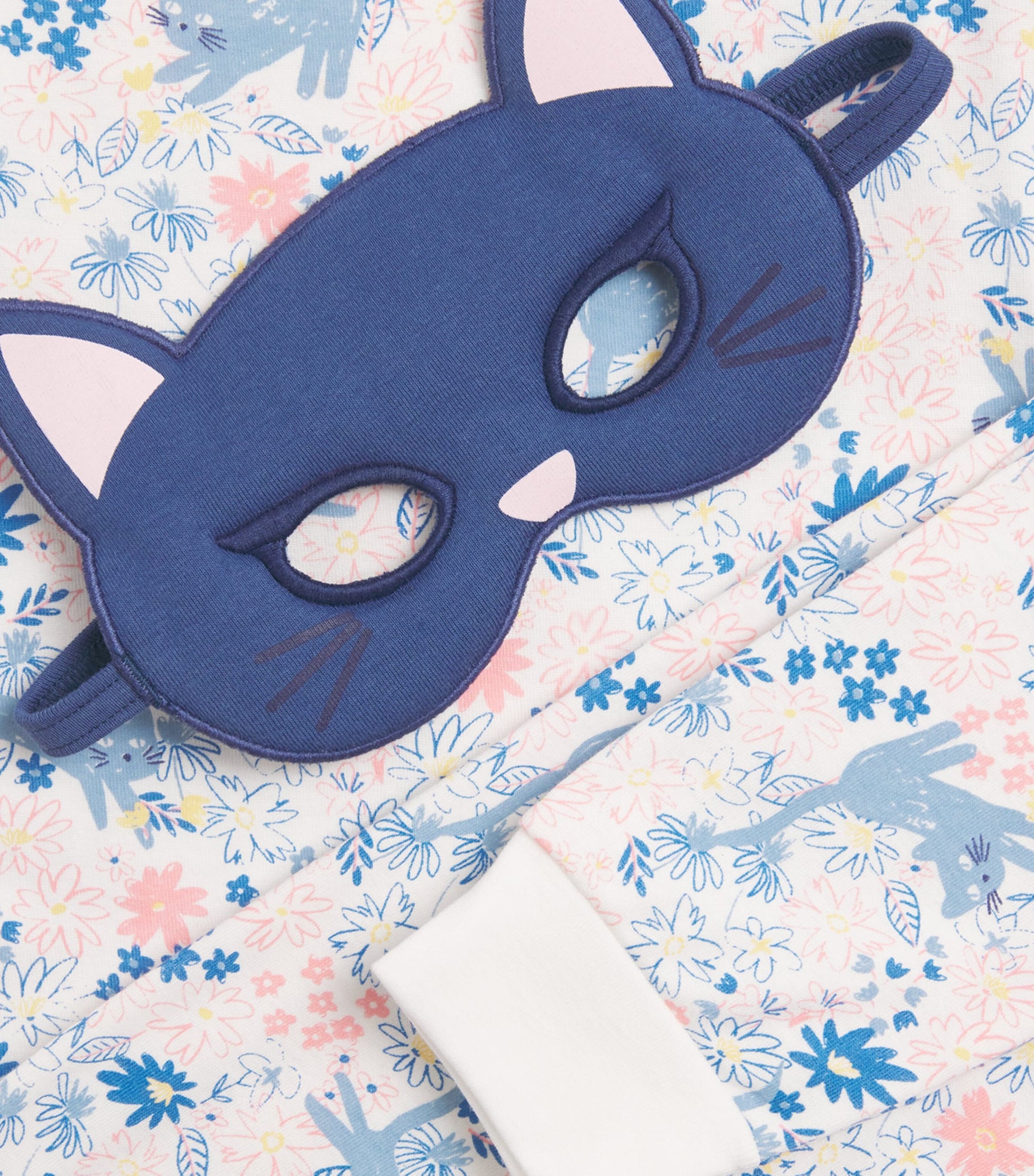 Petit Bateau Cotton Floral Pyjamas and Mask Set (3-12 Years)