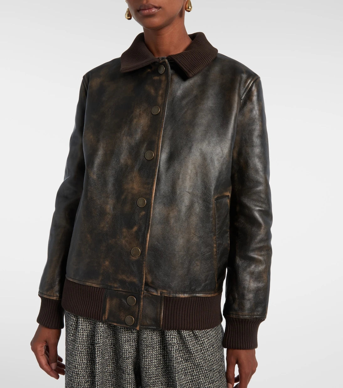Dolce&Gabbana - Shearling-trimmed leather bomber jacket