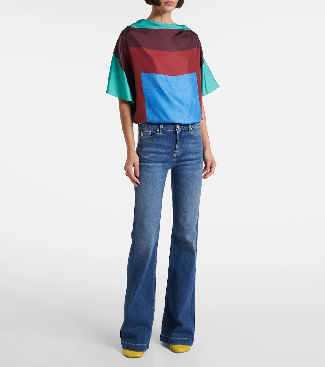 AG Jeans - بنطلون جينز تروبيا واسع بخصر مرتفع