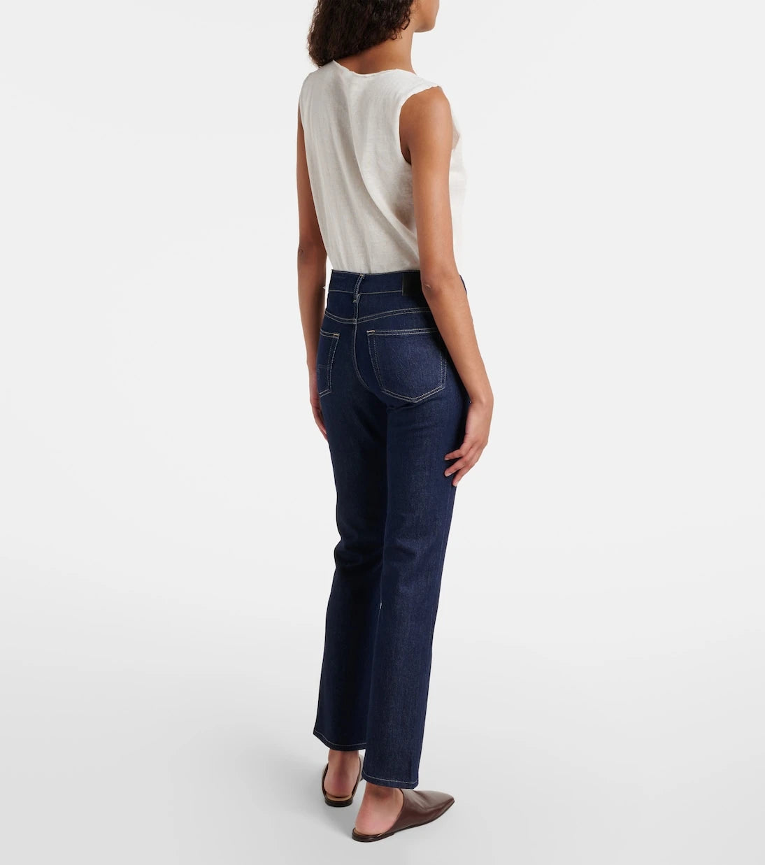 AG Jeans - بنطلون جينز كولون بقصة مستقيمة وخصر متوسط الارتفاع