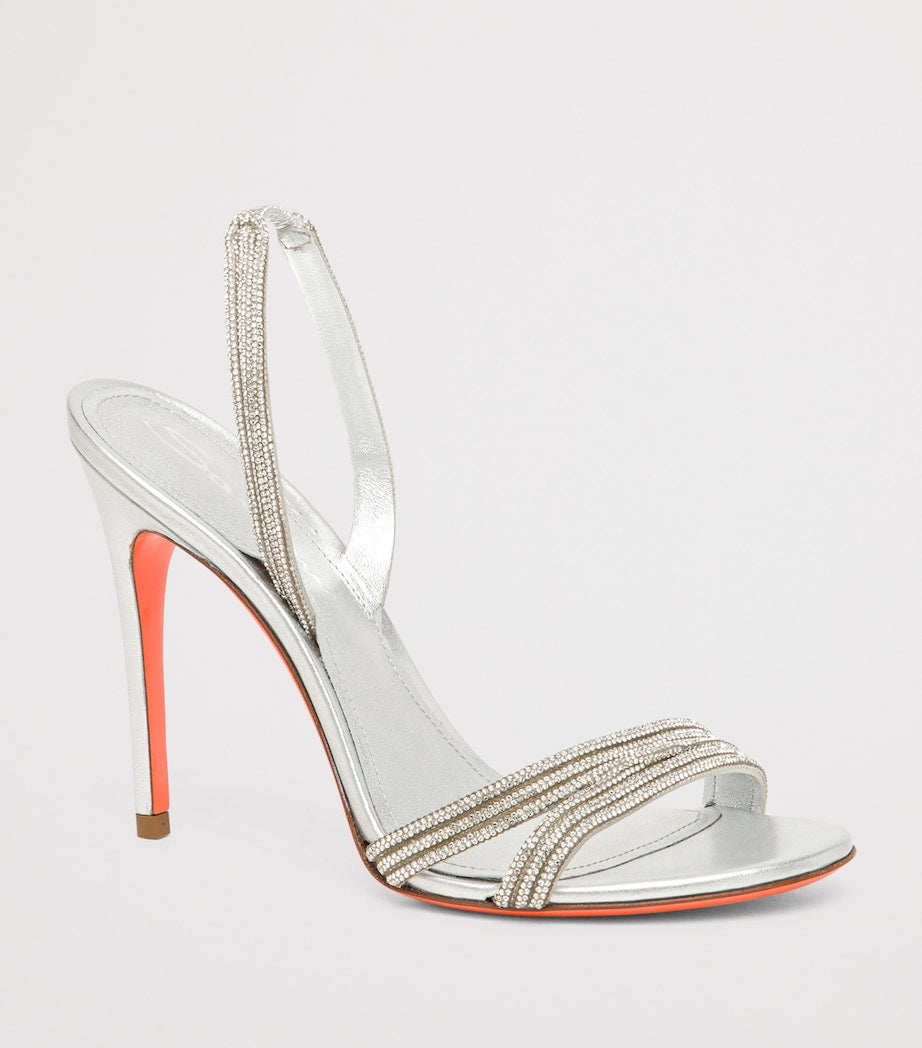 Silver Leather Justine Slingback Heels 105