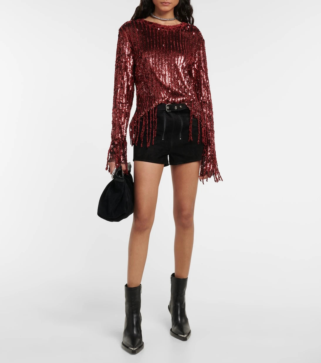 Dodo Bar Or - Belted low-rise suede shorts
