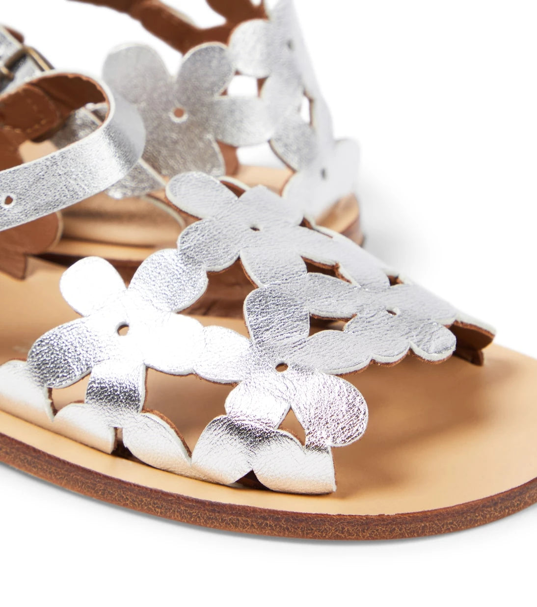PèPè - Laminato floral metallic leather sandals