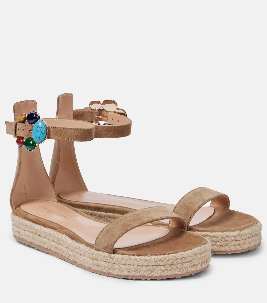 Gianvito Rossi - Embellished suede espadrille sandals