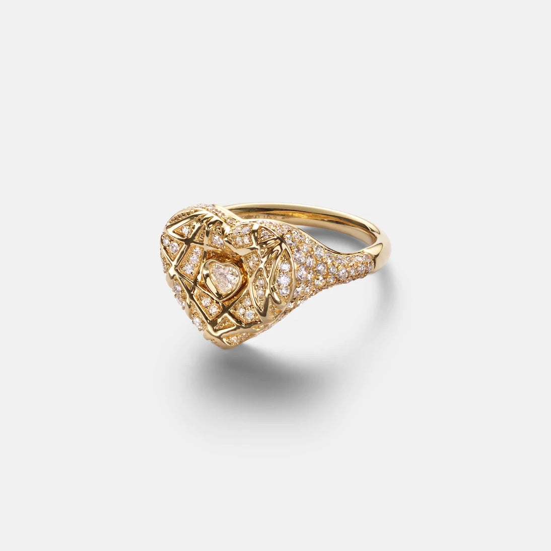 Kamyen - 18kt gold pinky ring with diamonds