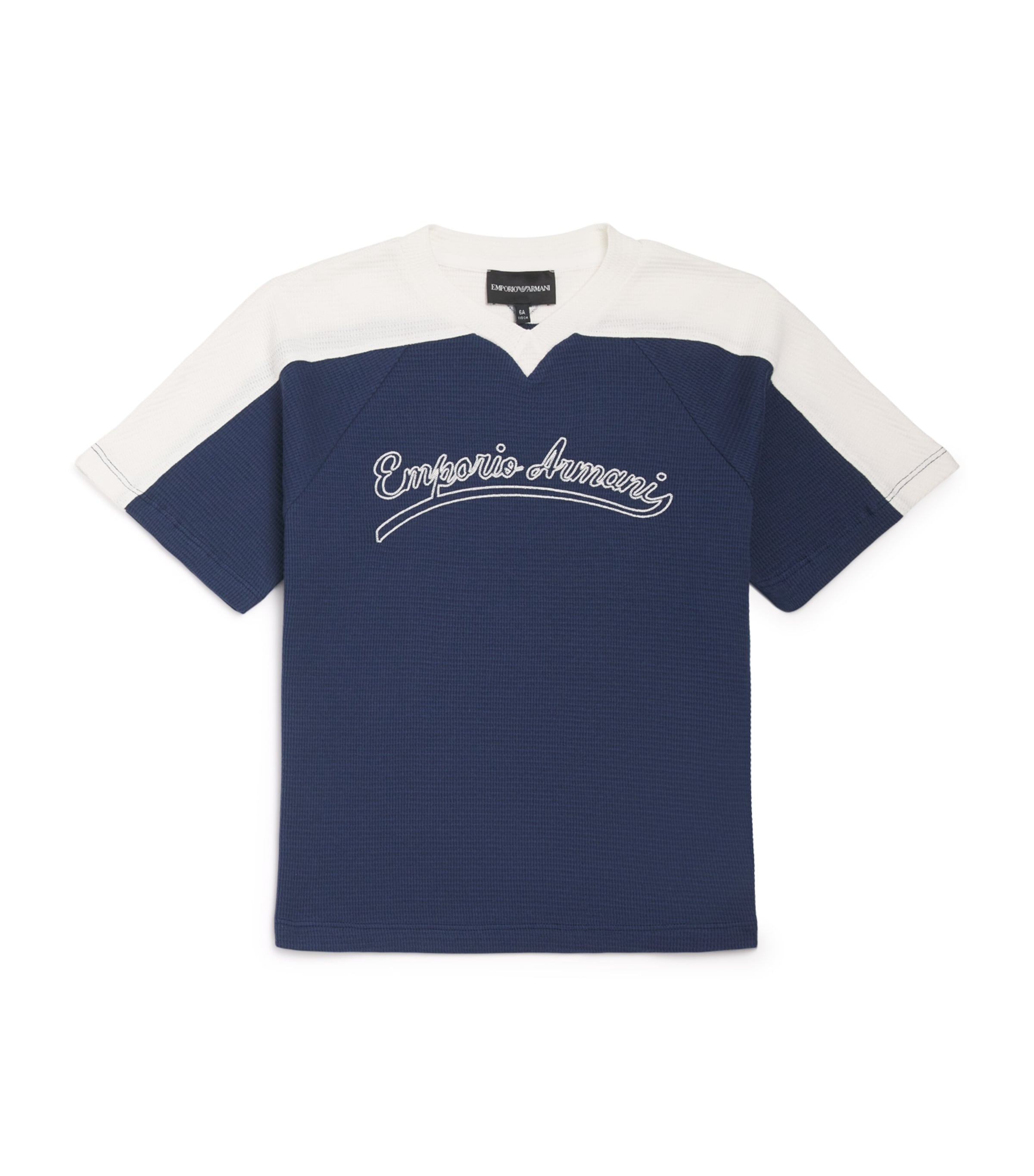 Emporio Armani Kids Two-Tone Logo Embroidered T-Shirt (4-14 Years)