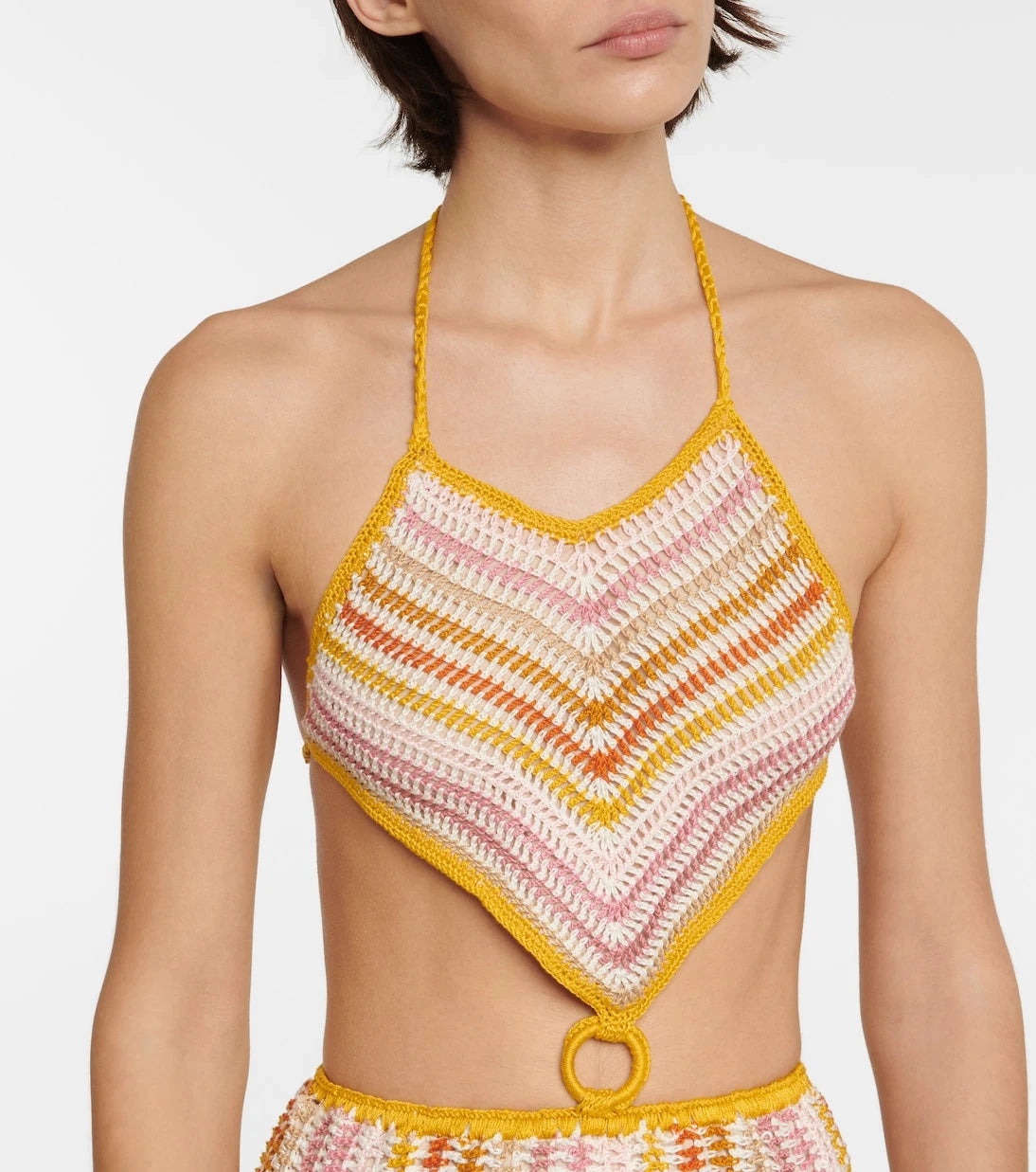 Anna Kosturova - Ring halterneck crochet dress