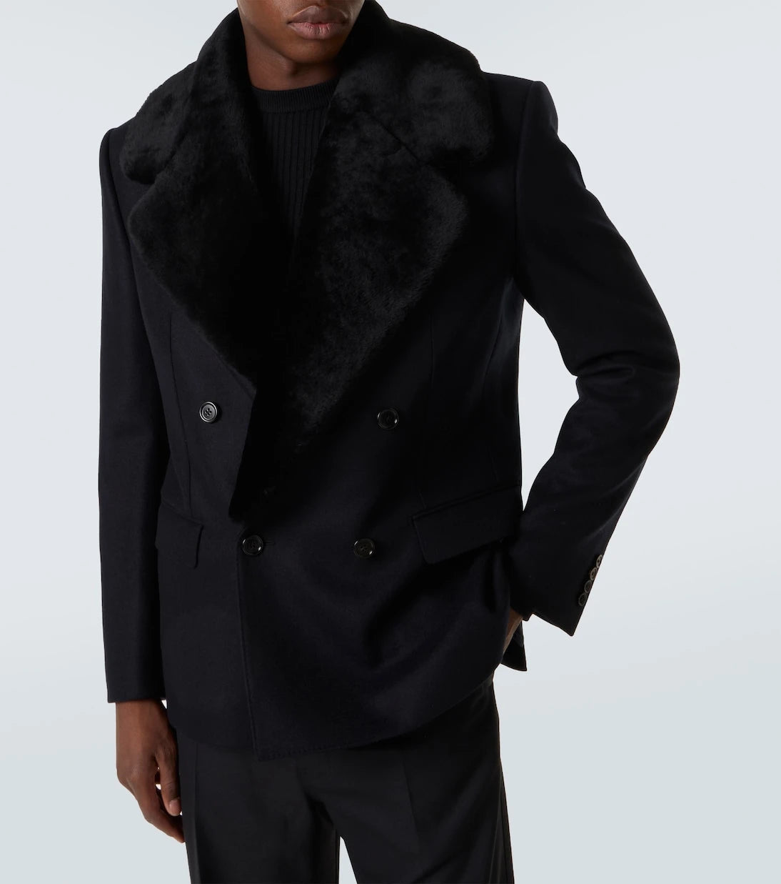 Dolce&Gabbana - Shearling-trimmed virgin wool blazer