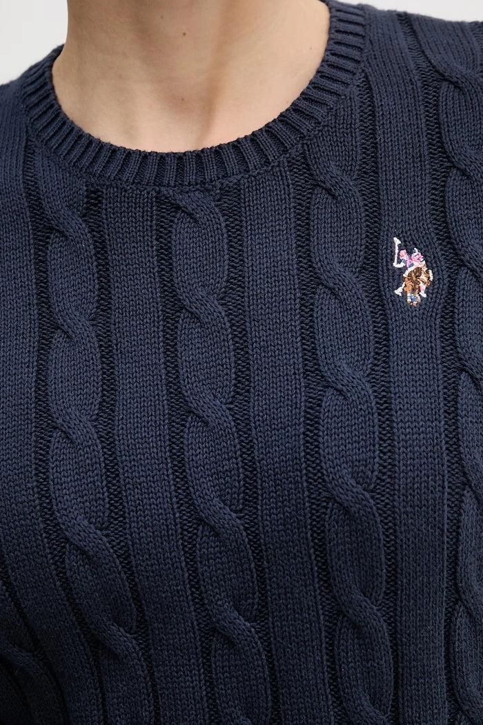 U.S. Polo Assn. Kadın Pamuklu Kazak CREW NECK CABLE