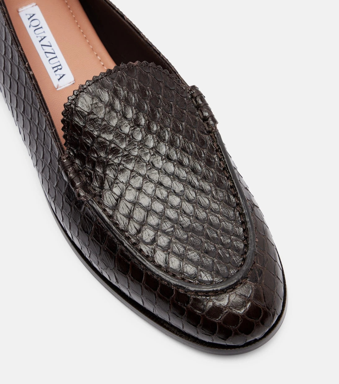 Aquazzura - College snake-effect leather loafers