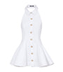 White Cotton Poplin Backless Mini Dress