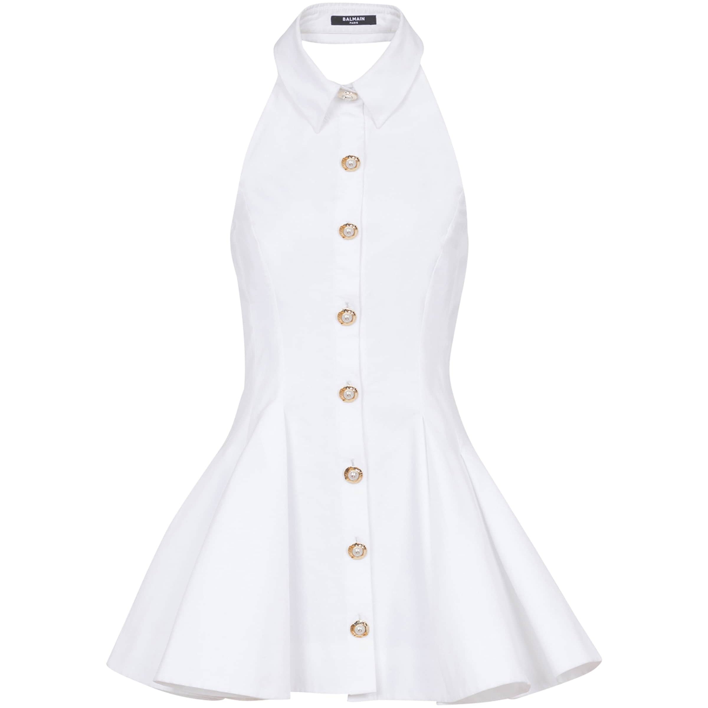 White Cotton Poplin Backless Mini Dress