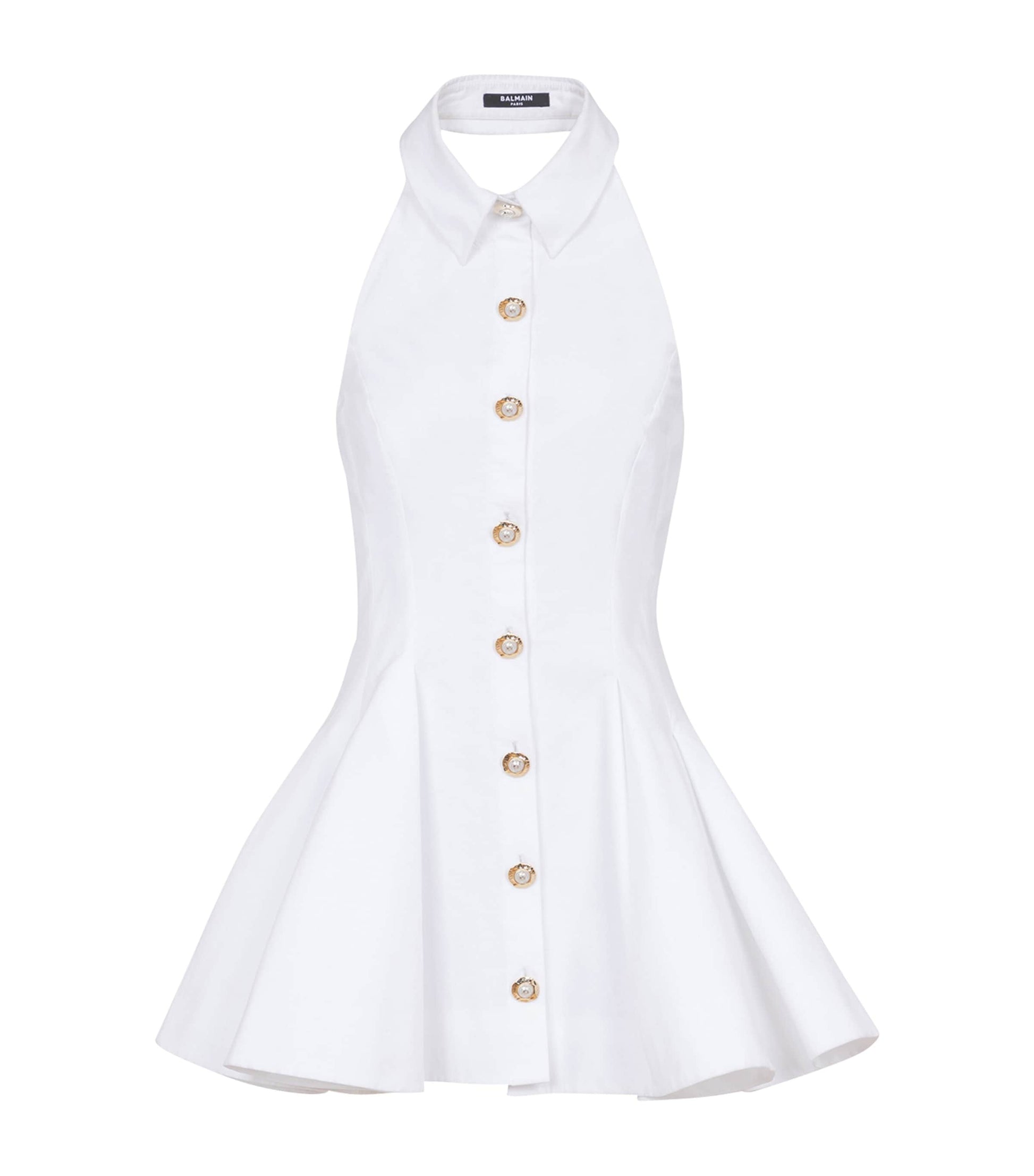 White Cotton Poplin Backless Mini Dress