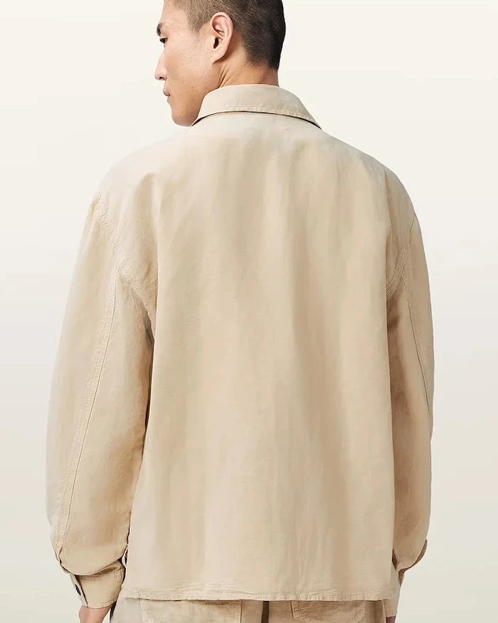 AllSaints erkek keten gömlek KORTEN