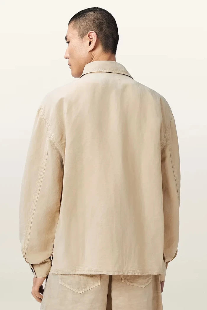 AllSaints риза мъжка с лен KORTEN