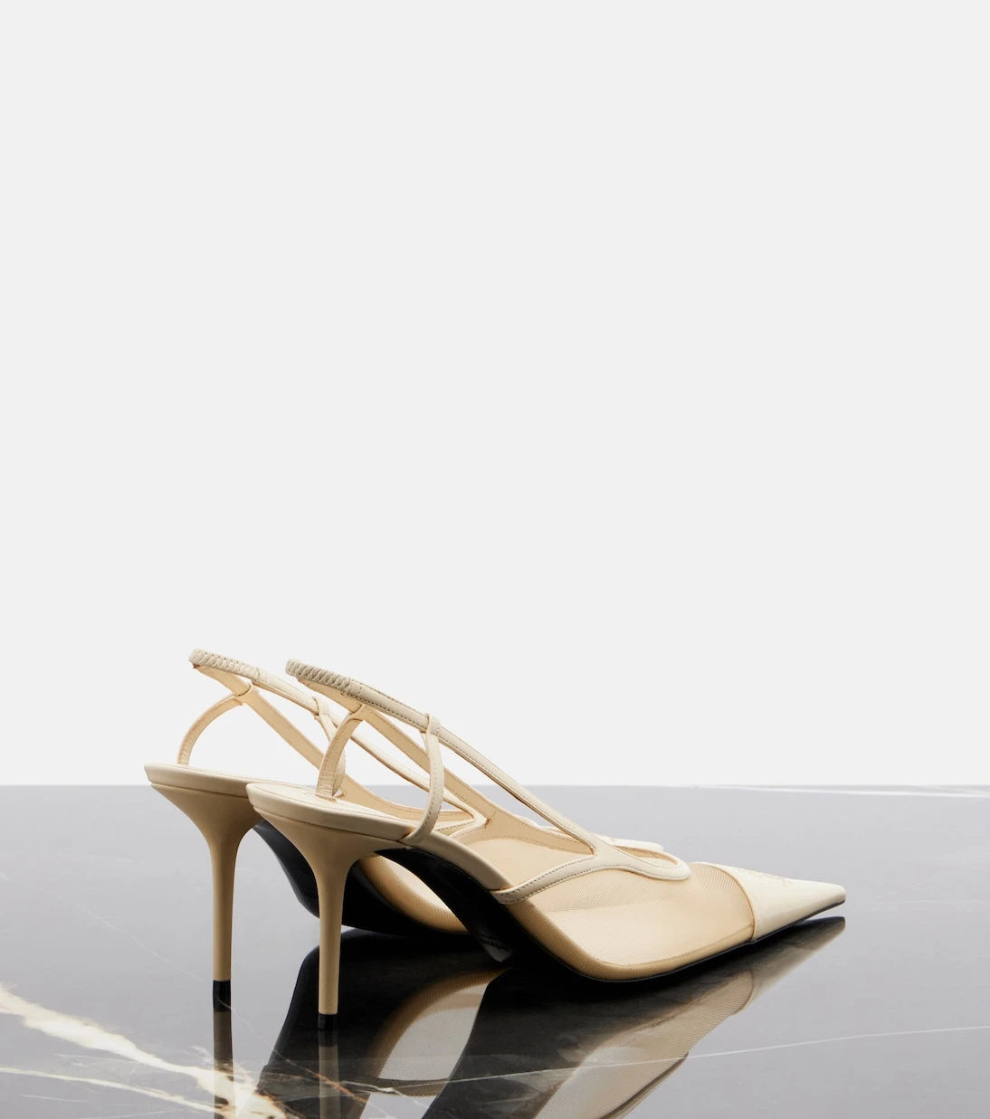 Saint Laurent - Renée mesh and leather slingback pumps