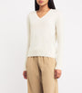 Ivory Cashmere V-Neck Sweater