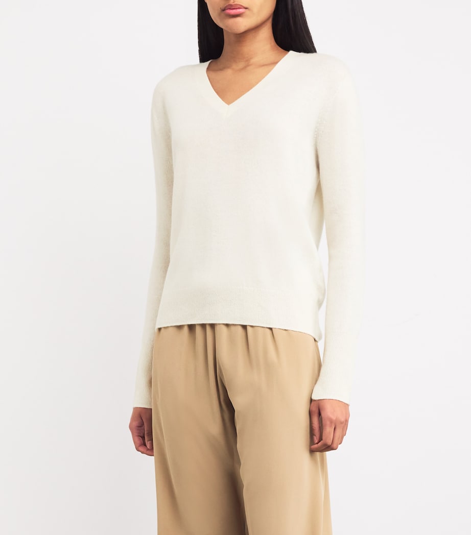 Ivory Cashmere V-Neck Sweater