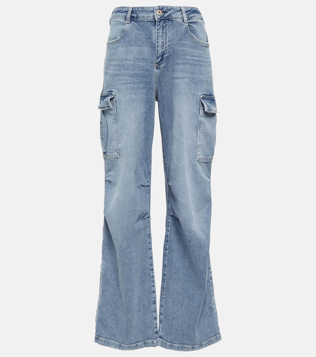 AG Jeans - جينز كارجو بقصة أرجل واسعة وخصرٍ عالٍ