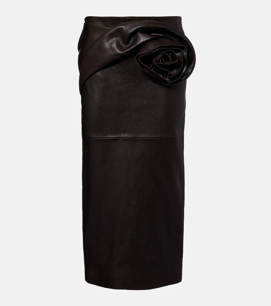 Magda Butrym - Floral-appliqué leather midi skirt