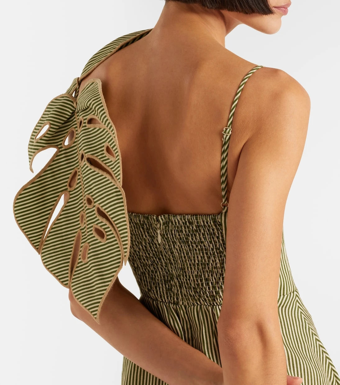 Farm Rio - Striped Monstera linen midi dress