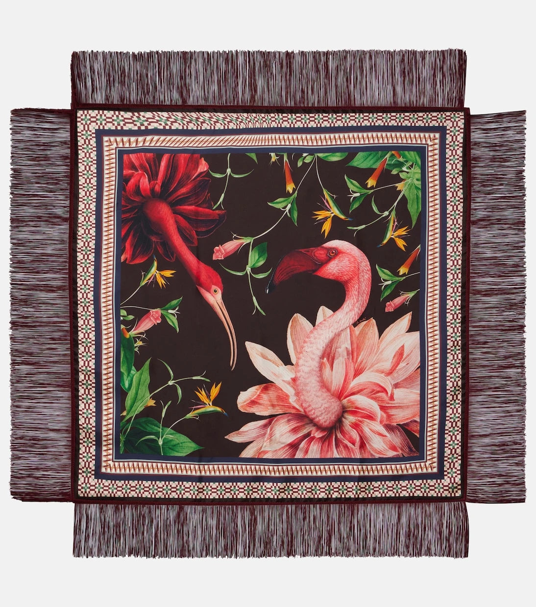 La DoubleJ - Fringed printed silk twill scarf