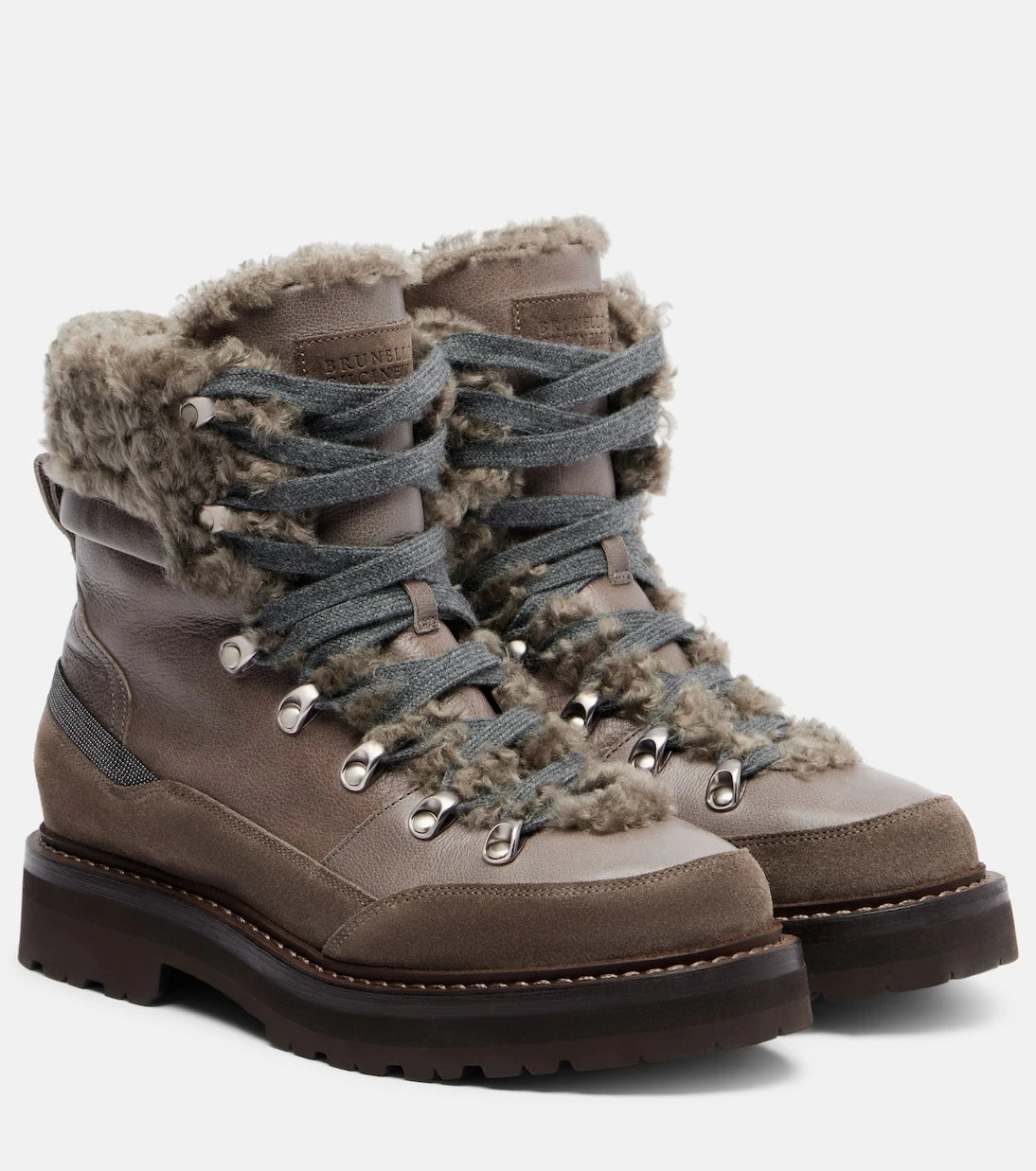 Brunello Cucinelli - Shearling-lined leather ankle boots