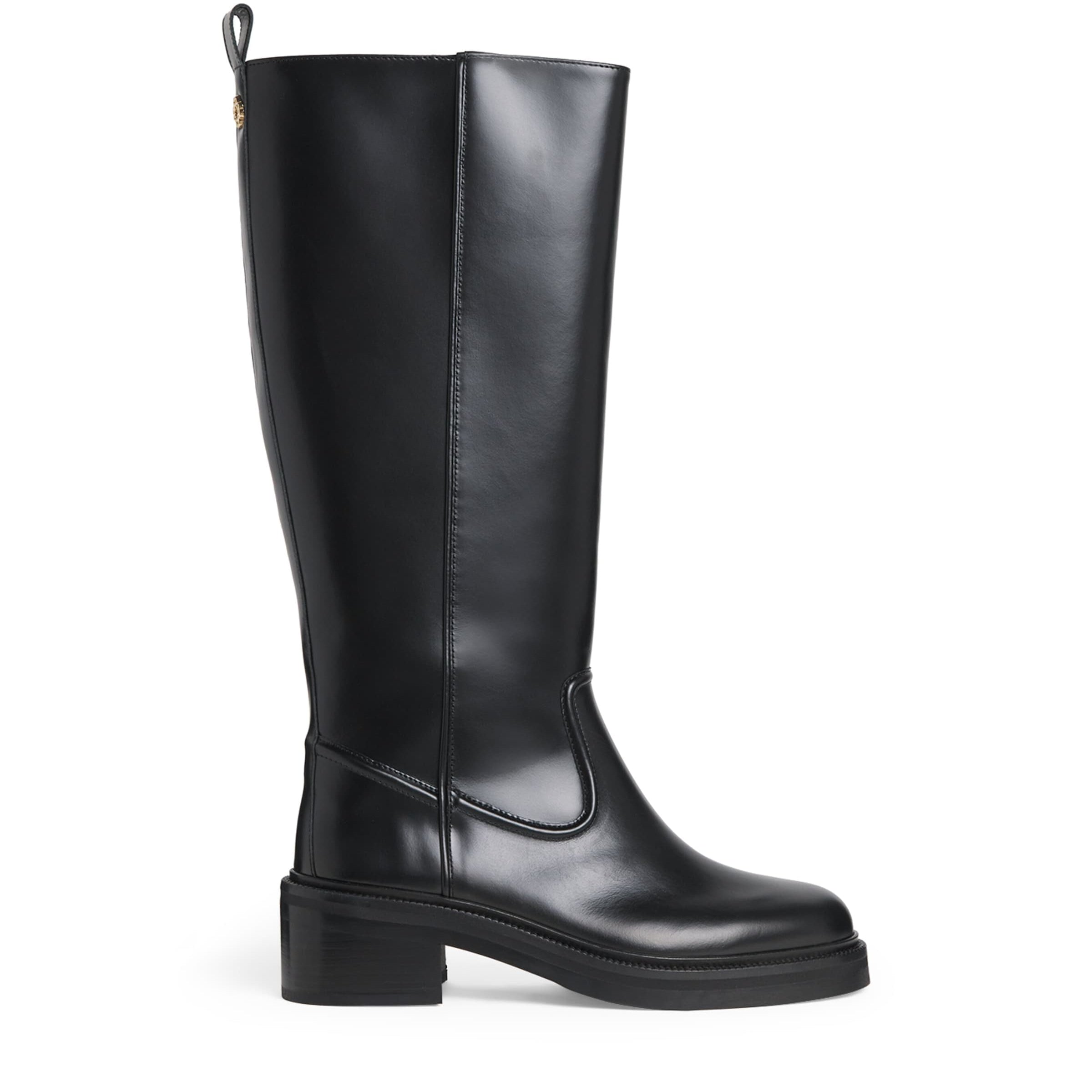 Maje Black Leather Knee-High Boots