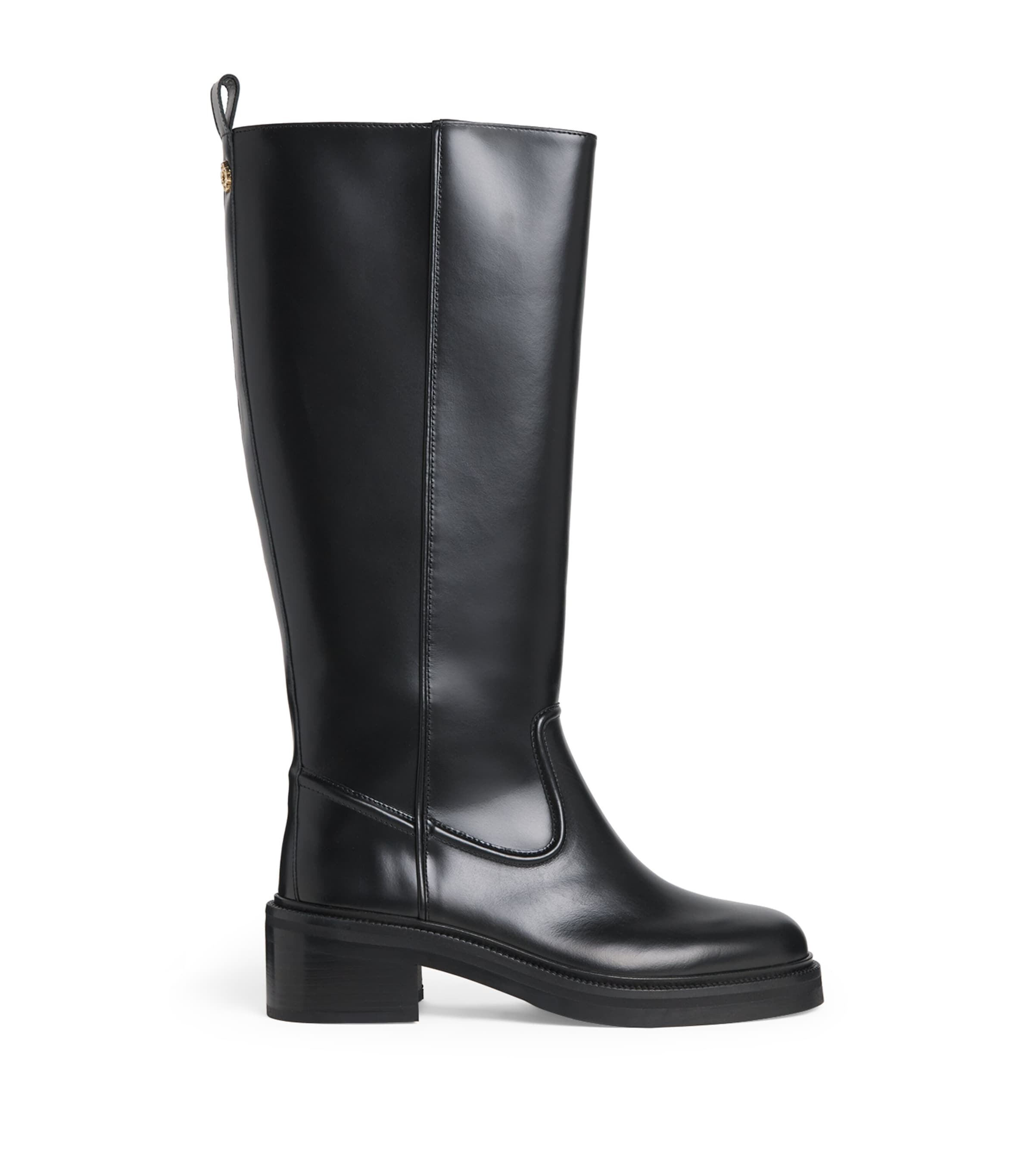 Maje Black Leather Knee-High Boots
