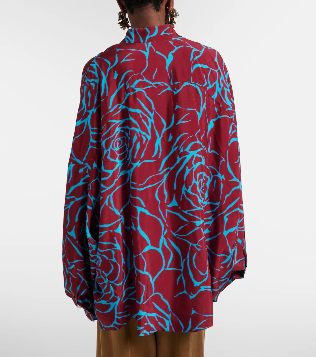 Dries Van Noten - Printed oversized satin shirt