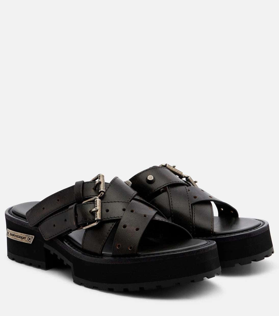 Balenciaga - Venom leather platform mules