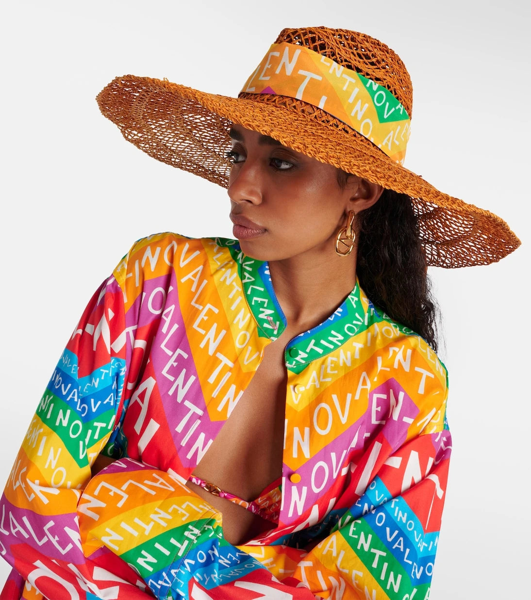 Valentino - Valentino Chevron 24 straw sun hat