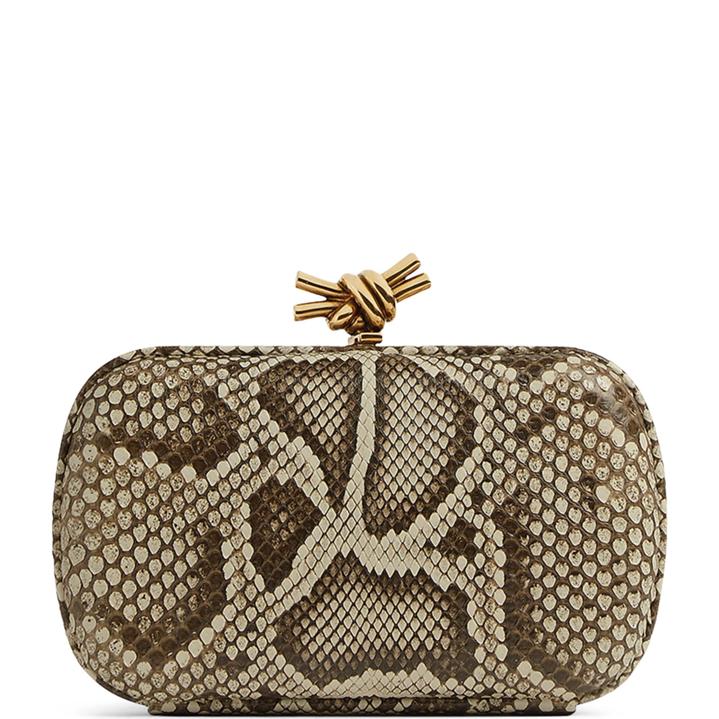 Gold Snakeskin Knot Clutch Bag